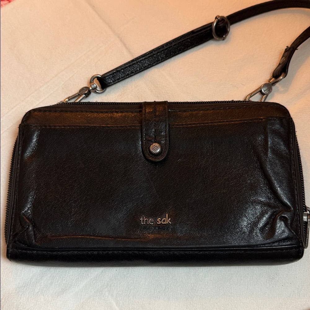 The Sak black  Leather Crossbody Bag